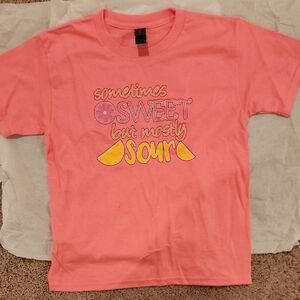 Gildan Kids Coral Tee with Fun Citrus Graphic